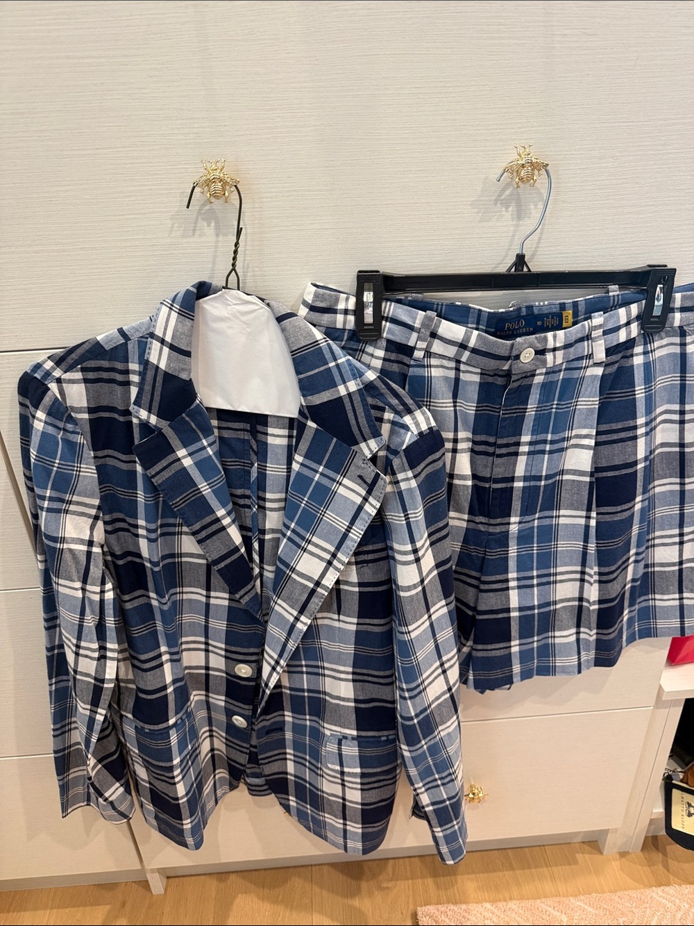 Ralph Lauren Blue and White Plaid Women's Short Suit